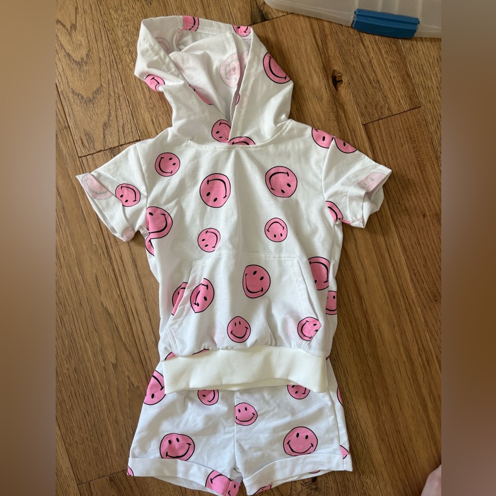Kids Pink Smiley Pajama Set